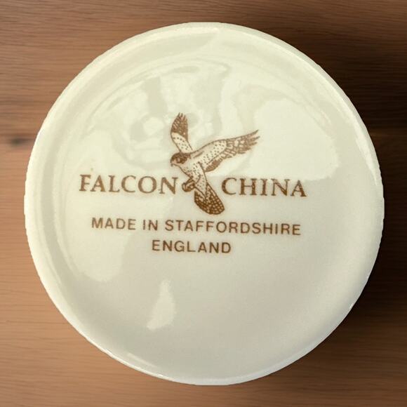 Falcon china Trinket box - Staffordshire England made Butterfly & Flowers Mint - Picture 4 of 5